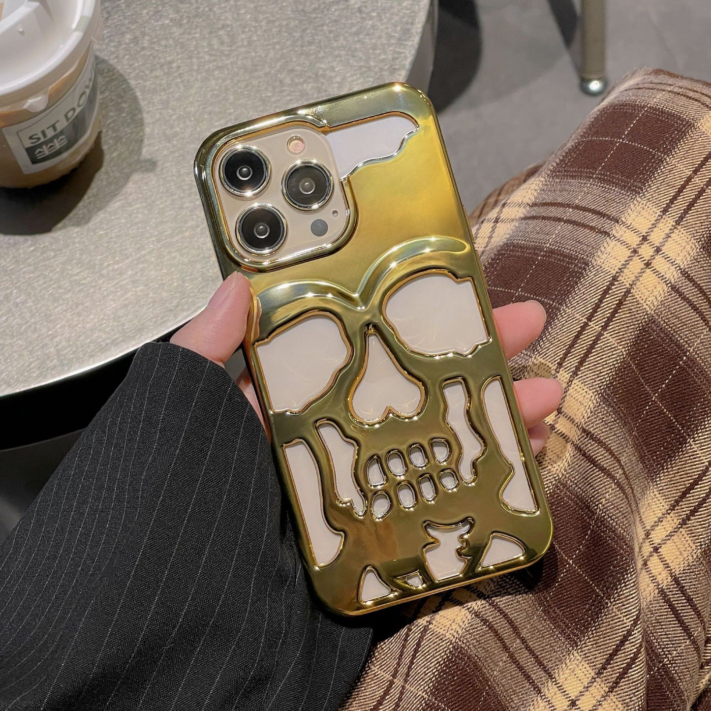 Coque de téléphone avec motif tête de mort pour iPhone