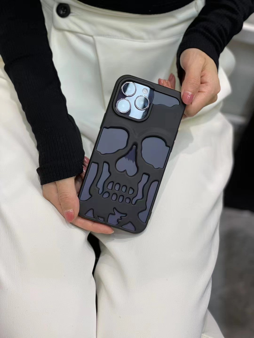 Coque de téléphone avec motif tête de mort pour iPhone