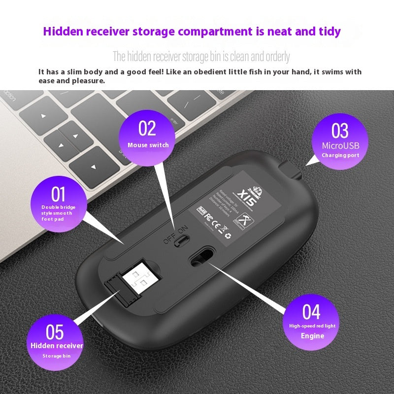 Souris sans fil X15 Mute (clic silencieux)